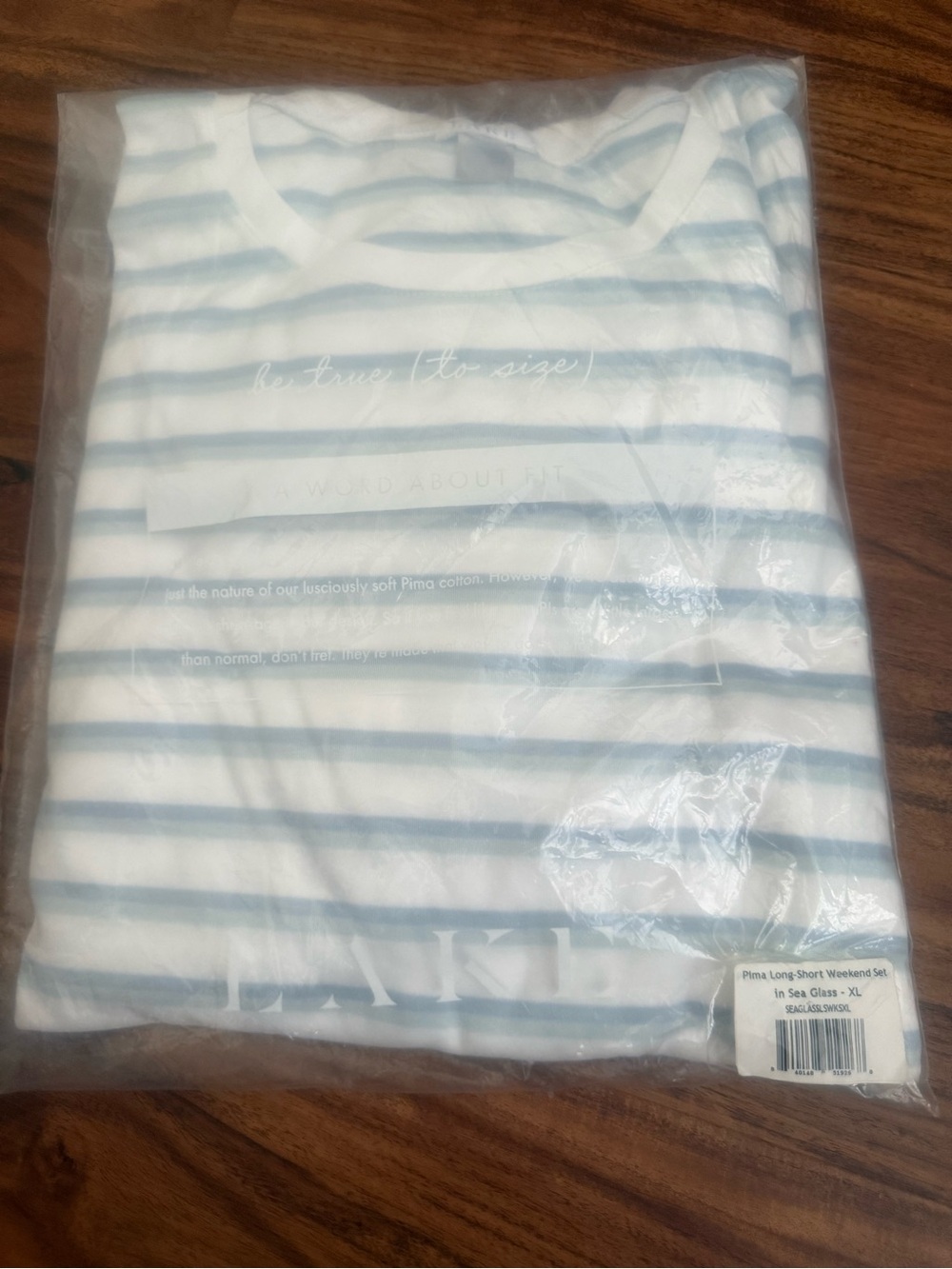 LAKE long-short Weekend Pajama Set- Sea Glass Blue-XL NWT